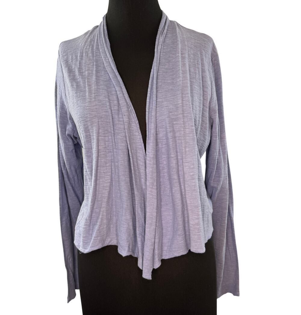 Cut Loose Lagenlook Purple Blue Cardigan Linen Knit Open Front Size Medium M